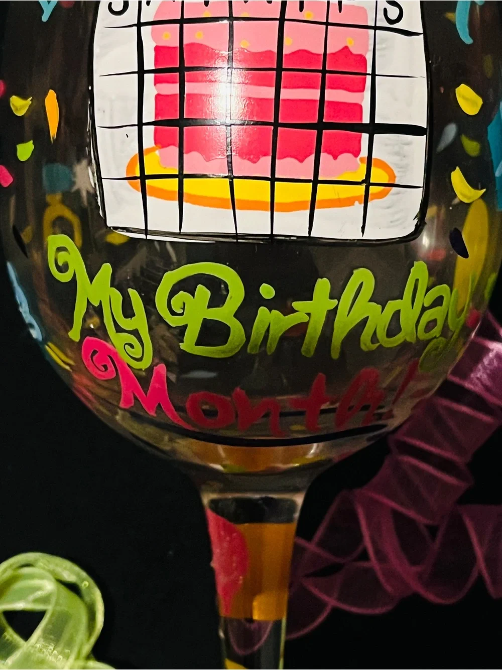Lolita December Birthday Month Hand Painted Wine Glass Birthday Gift 15 oz
